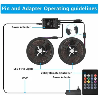

32.8ft RGB Music Sync Color Changing LED Strip Lights Remote Control Receiver For Home Decoration Adapter User Manual Home Decor