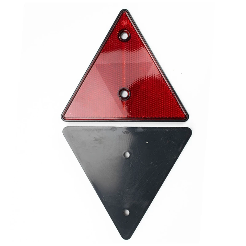 Pair of Red Triangle Reflectors Screw Fit Rear for Trailers-Caravans-Gatepost 