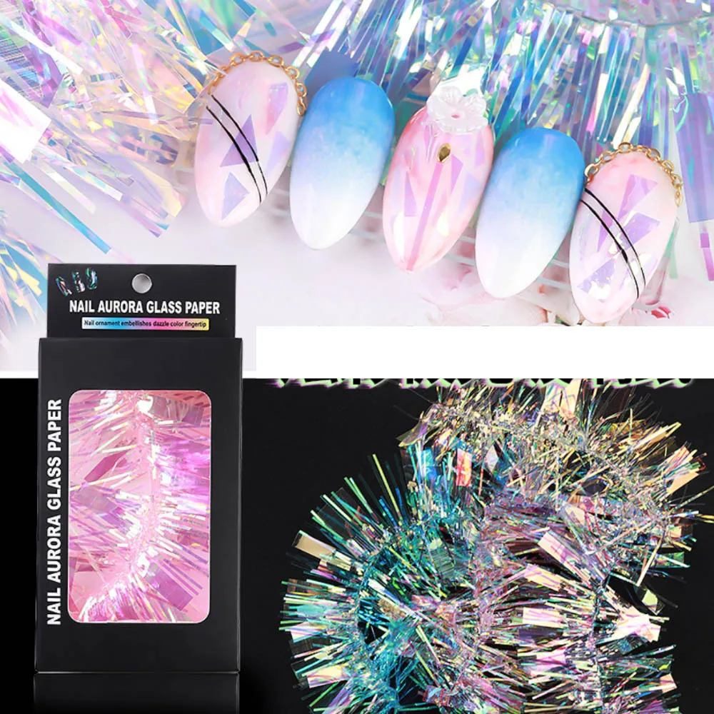 1 шт красочные наклейки для ногтей Aurora glass paper beauty Design Nail Art аксессуары | Красота и