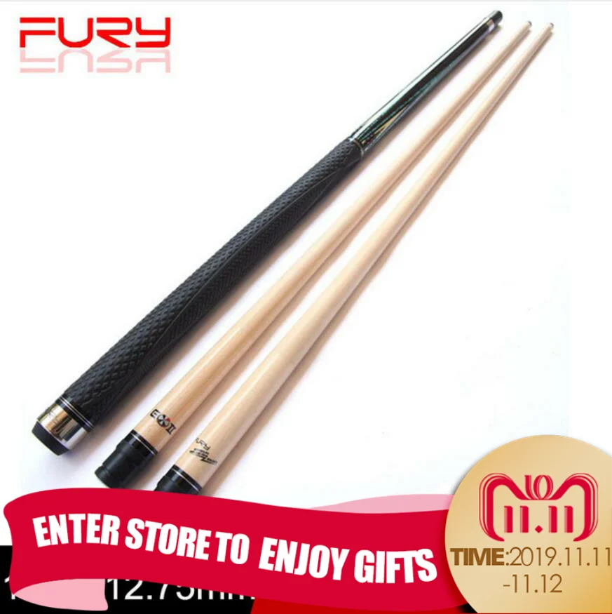 

FURY (Two Shafts)Billiard Pool Cue 12.75mm/11.75mm Tips 1/2 Billiards Cue Stick Kit One 10 Pieces Wood Technical Shaft 2019