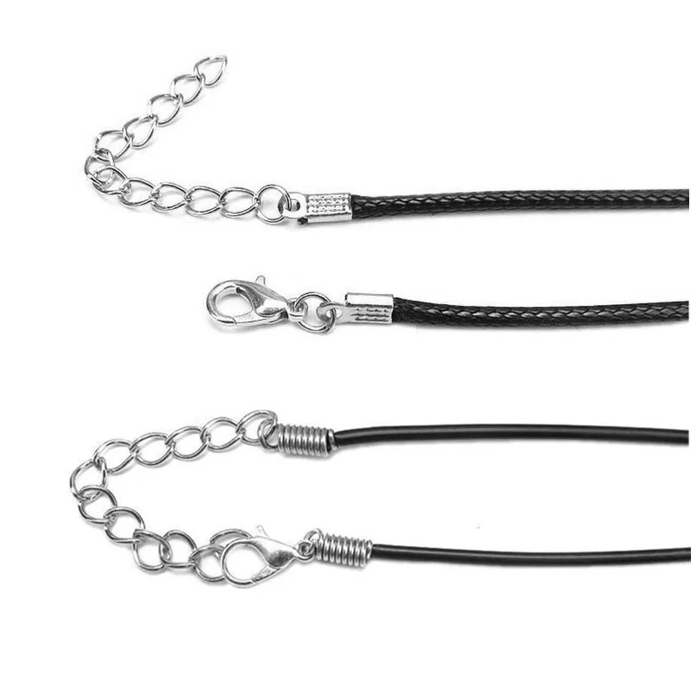 

10pcs 45cm+5cm Black PU Leather Chain Necklace Braided String Cord Wax Rope Chain Necklace for DIY Jewelry Making Accessories