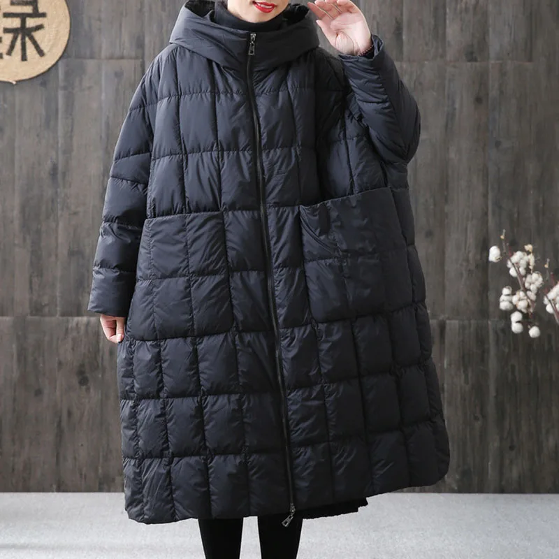 

Large Size Fashion Female Coat 2023 New Women Down Jacket White Duck Down Hooded Casual Loose Winter Women Down Jacket NBH279