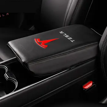 

Car Styling Central Armrest Box Cover Leather Case Pad Protector Interior Decoration For Tesla Model 3 Car Accessories
