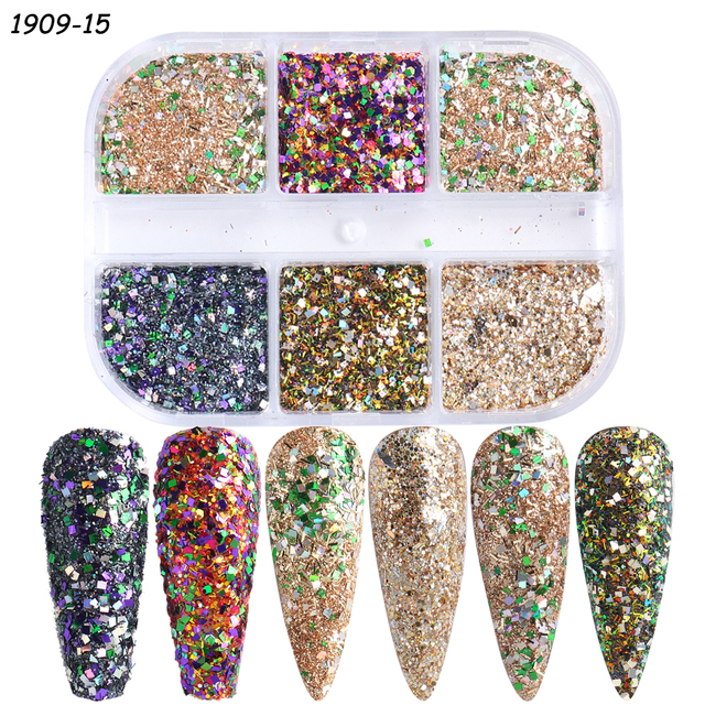 Snowflake Flake Nail Art Glitter Holographic Laser Reflective Sequins Pink White DIY Winter Decor Slice Manicure LE1909-27