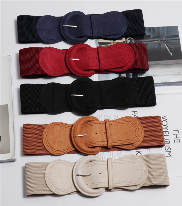 Elastic Wide Belts Metal Buckle Belts for Woman Cummerbund Luxury Designer Brand Apparel Accessories Waistband for Dresses