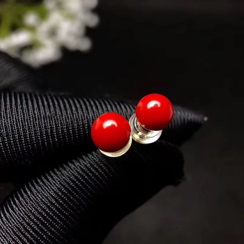 KJJEAXCMY boutique jewelry 18K gold inlaid natural red coral gemstone female luxury earrings support detection trendy