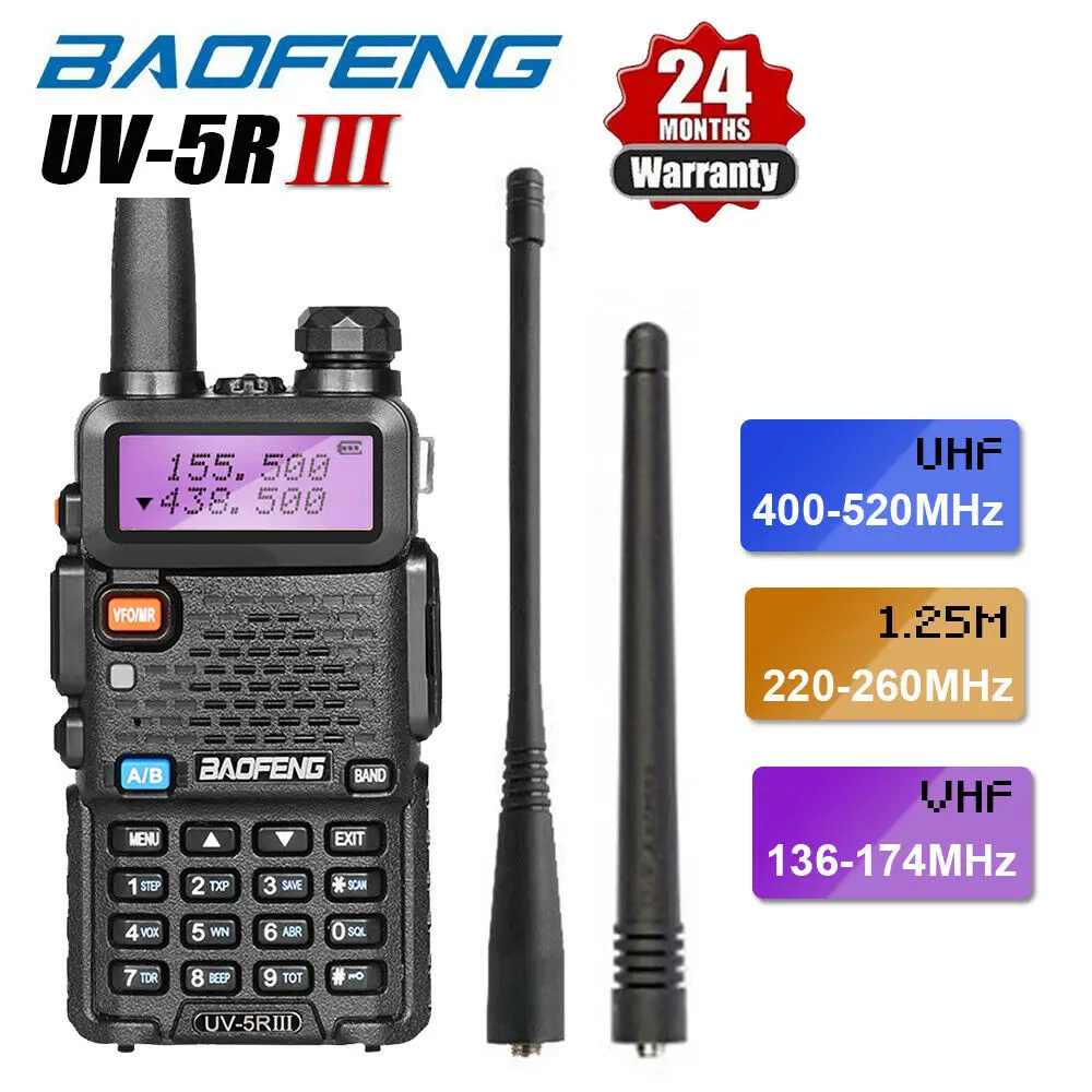 Трехдиапазонная рация BAOFENG UV-5R III 5 Вт 1800 мА · ч двухстороннее Любительское радио с