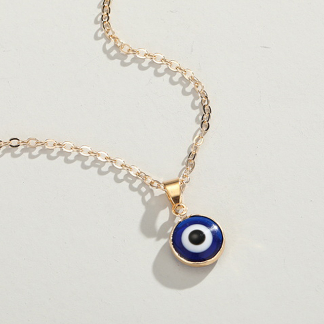Lucky Evil Eye Pendant Necklace for Women Men Blue Resin Transparent Round Water Drop Turkish Jewelry Chain Choker Gifts