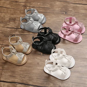 

Newborn Shoes Toddler Infant baby sandals soft bottom princess tassel First Walker 5colors D04 TX02