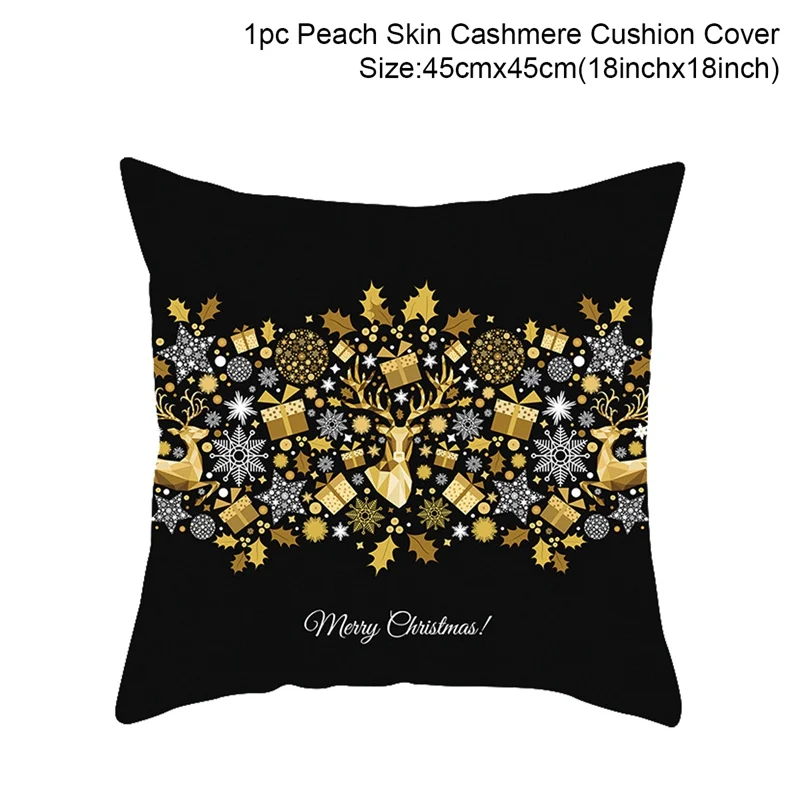 Cushion Cover8 Рождественские украшения с рождеством, черные и золотистые вставки, чехол для дивана, рождественские украшения для дома, год - Цвет: Cushion Cover8
