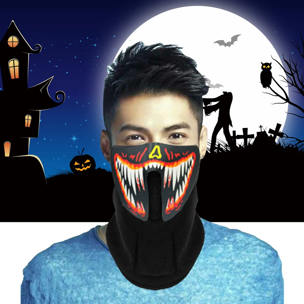 

Red Voice Glow LED Cotton Mask Light Up Party Horror Mask Cold Light Halloween Glow Party Fire Festival Glow Party Carnival