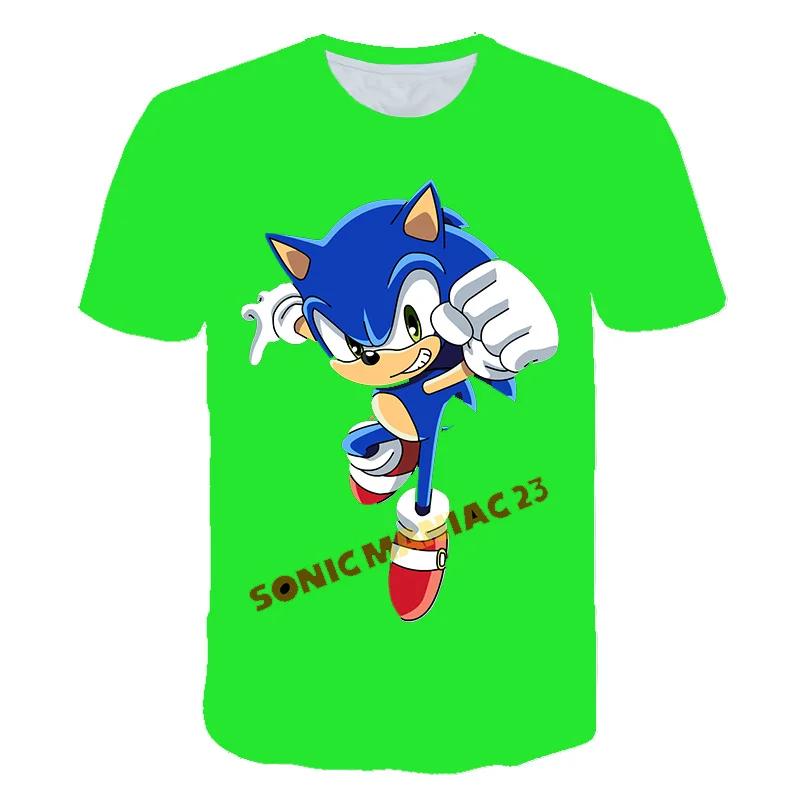Летние Sonic зубная щётка в виде ежа Детская футболка с короткими рукавами и зеленого цветов для девочек