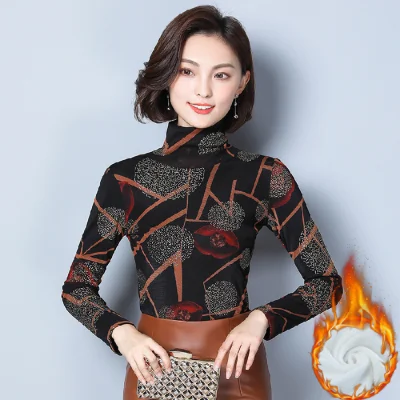 2021 Women Elegant Floral Shirt Spring Long Sleeve Fashion Fleece Blouses Streetwear Casual Shirts Plus Size Tops Blusas 3XL 872Red