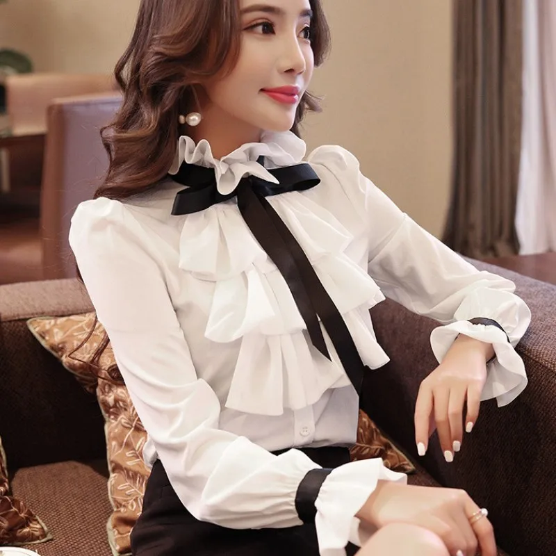 Шикарный Для женщин топы белого цвета с оборками Детское пальто