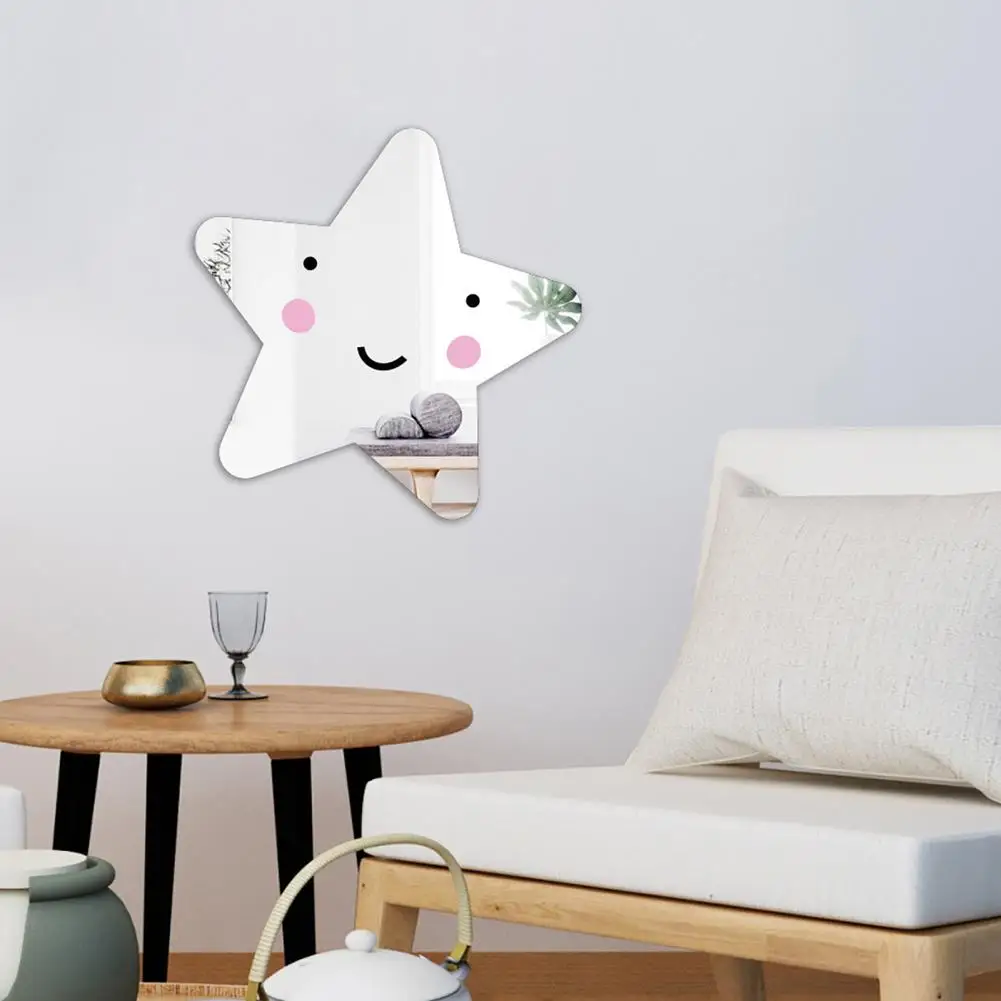 1 Set Cartoon Animal/Cloud Shape Mirror Wall Stickers Acrylic Art Window Decal Decoration for Children Room Mirror-Sticker