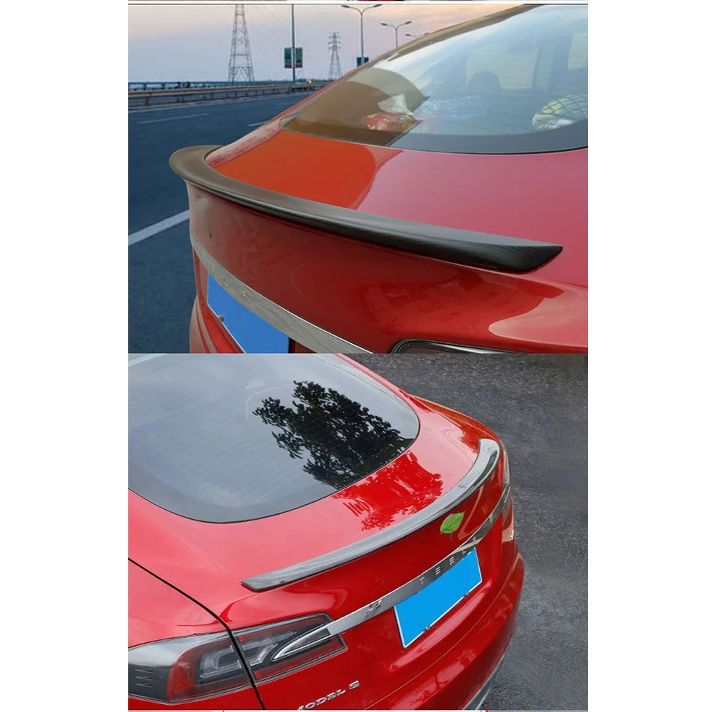 AITWATT автомобильные аксессуары подходят для Tesla модель S 4 Двери Седан 2012 до задний багажник спойлер из углеродного волокна черный задний спойлер