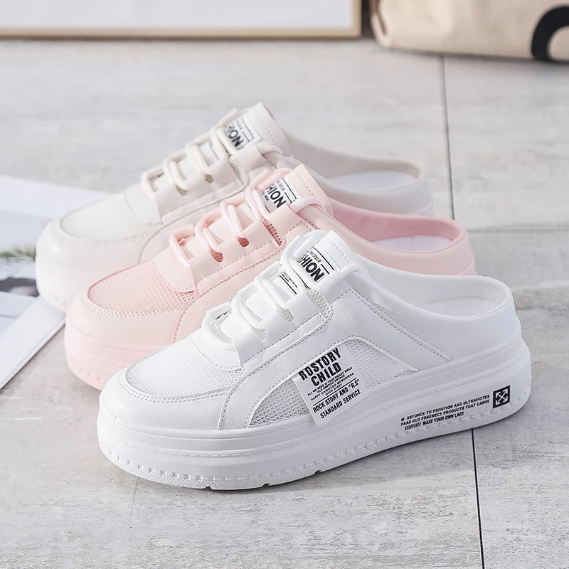 Spring SUMMER Women Vulcanized Shoes Breathable Light Comfortable White Shoes Student Fashion Mesh Platform Shoes Size 35-40