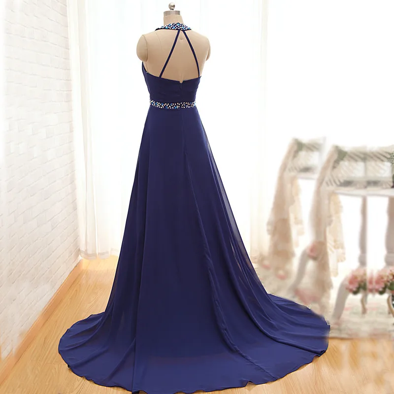 Платье трапециевидной формы с круглым вырезом и бисером; vestido de noiva; Талия; молния сзади; атласные шифоновые вечерние платья для выпускного вечера; Платья Подружки невесты с открытыми плечами