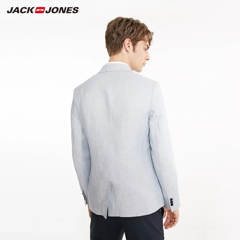 JackJones Мужской приталенный льняной бизнес-Повседневный блейзер мужская одежда 219108517