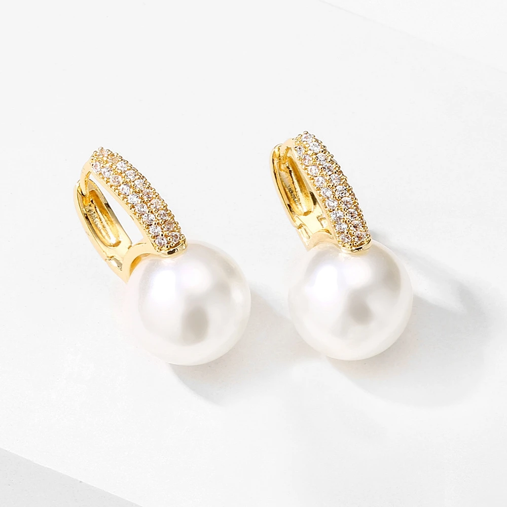 

Ligh Luxury Pearl Earrings Pretty Women Girl Jewelry Gold Filled Classic Charm Lady Party Gift