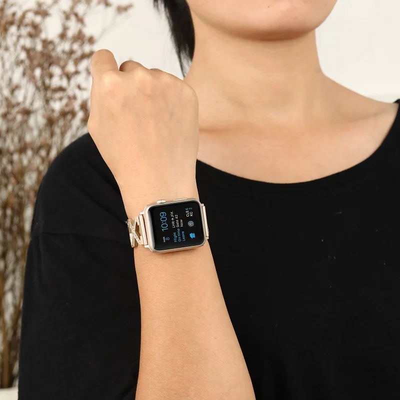 Ремешок для часов Apple Watch 44 мм 40 мм ремень 5 4 браслет стразы из нержавеющей стали ремешок для женщин 38 мм 42 мм для iWatch серии 3