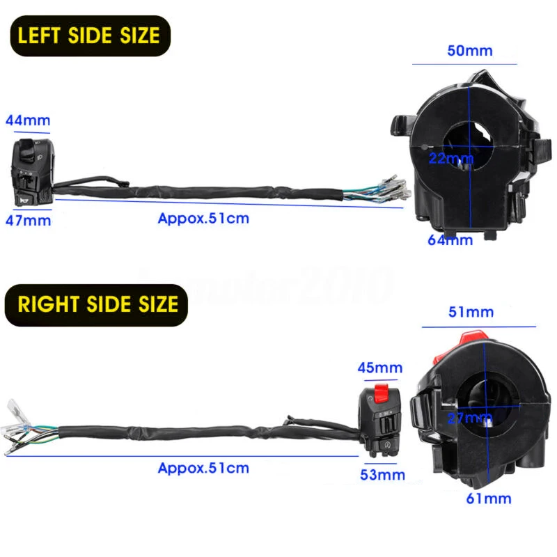 2 шт Мотоцикл 7/8 руль рупорный сигнал поворота переключатель управления пуском водонепроницаемый