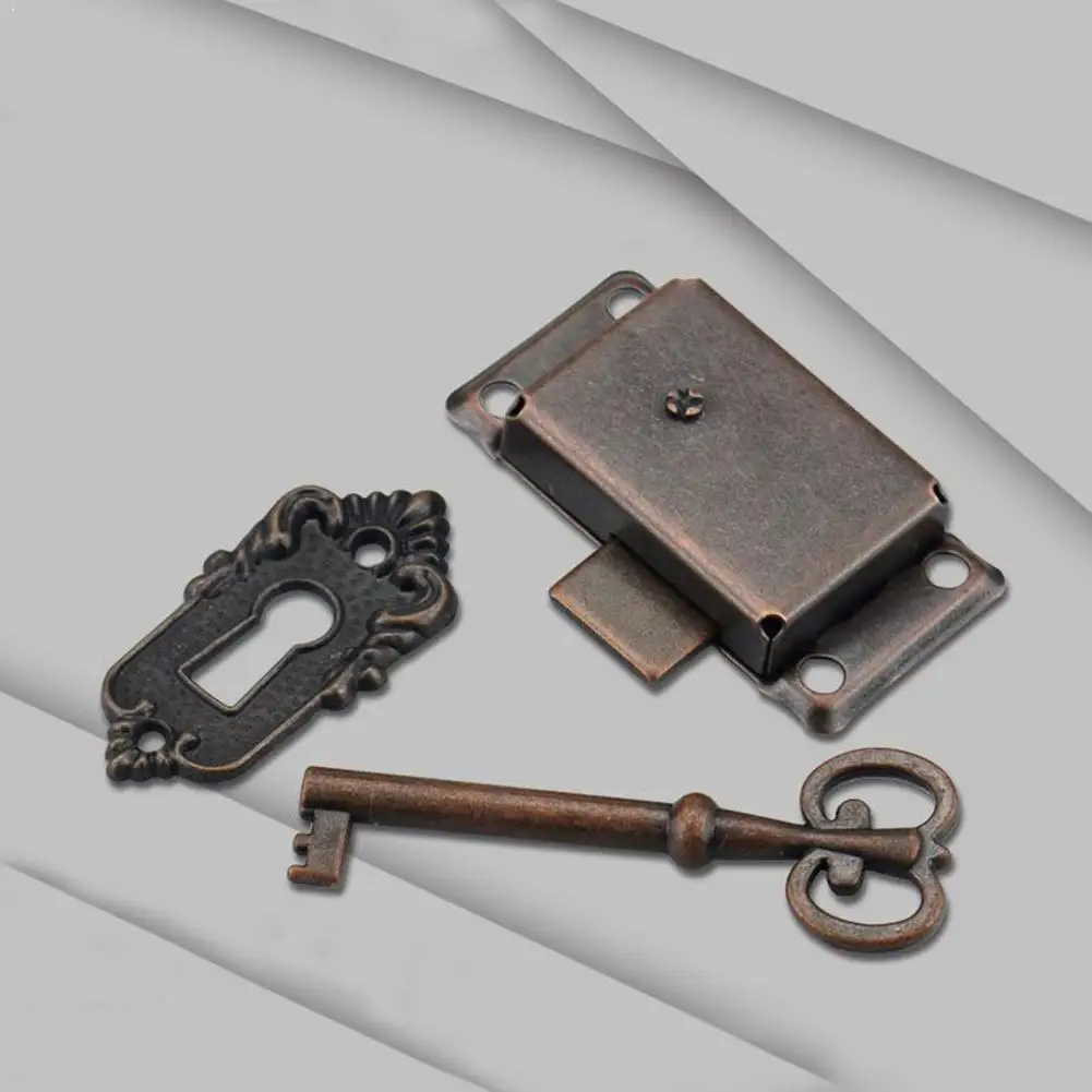 Durable Portable Vintage Antique Style Iron Lock + For Drawer
