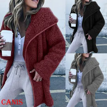 

Winter Women Teddy Bear Fluffy Fleece HOT Long Coat Jacket Warm Outwear Top AU