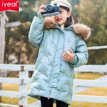 

IYEAL New -30 Degrees Children's Down Jacket Winter Clothes Parka for Girls Coats Ski suit Thick Fur Kid Snowsuit 4-12 Years