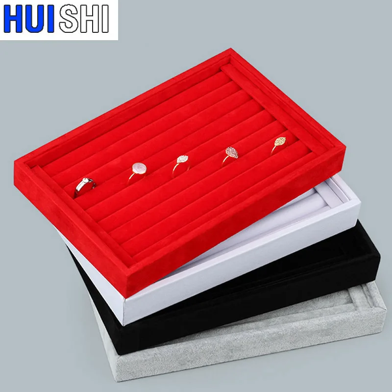 Various Velvet PU Suede Ring Holder Earrings Organizer Ear Studs Jewelry Display Stand Rack Showcase Plate Fashion Jewellery Box high quality luxurious white pu earrings jewellery display ring tray necklaces holder various models for woman option wholesale
