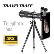Lente superteleobjetivo 48x para teléfono inteligente, Monocular potente con Zoom 4K con trípode, soporte para cámara de teléfono móvil, telescopio de largo alcance