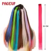 Pageup Rainbow Hair Extension Clip One Piece Synthetic Fake Colored Hair Pieces Pink Long 20