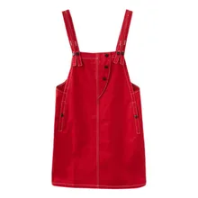 Robe en jean pour femmes, salopette ample décontractée, couleur unie, bretelles réglables, vêtements d'été 