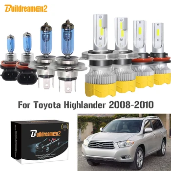 

Buildreamen2 4 Pieces Car Headlight Hi/Lo Beam + Fog Light LED Halogen Headlamp Bulb 12V For Toyota Highlander 2008 2009 2010