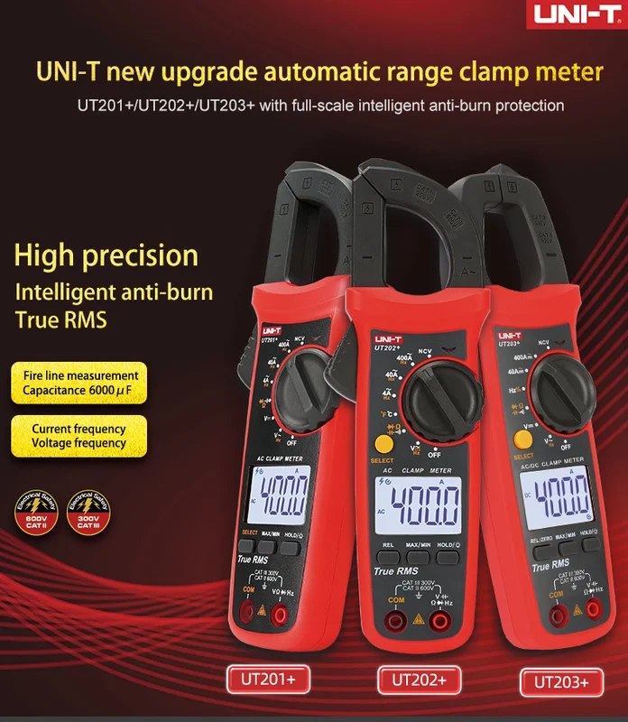 UNI T UNI-T цифровой клещи UT201+ UT202+ UT203+ AC DC ток Amperimetro тестер зажим мультиметр Сопротивление Частота
