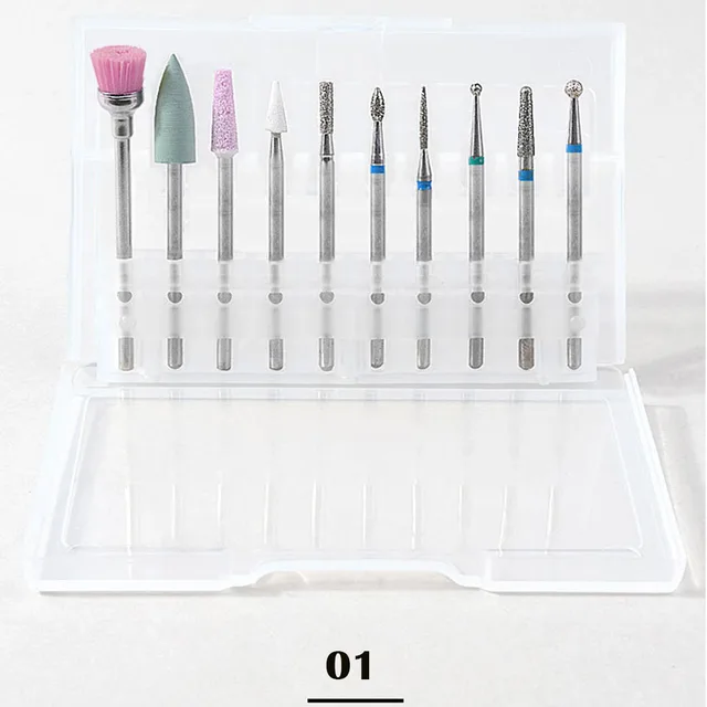 10pcs /box Functional Nail Polishing Grinding Head Kits clean foot cuticle Nail Machine Nail Polishing Tool Drill-WG02-10Pcs-ZH1
