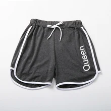 

GRAZIA DONNA Letter Queen Print Shorts Wide Leg Women High Waist Shorts Casual Lace up Drawstring Gray Sports Shorts 2022 Summer