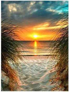 

Sunset Sea Diamond Mosaic Mediterranean Diamand Painting Complet Daimond Embroidery Hobby StoneS Picture Wall Sticker Home Decor