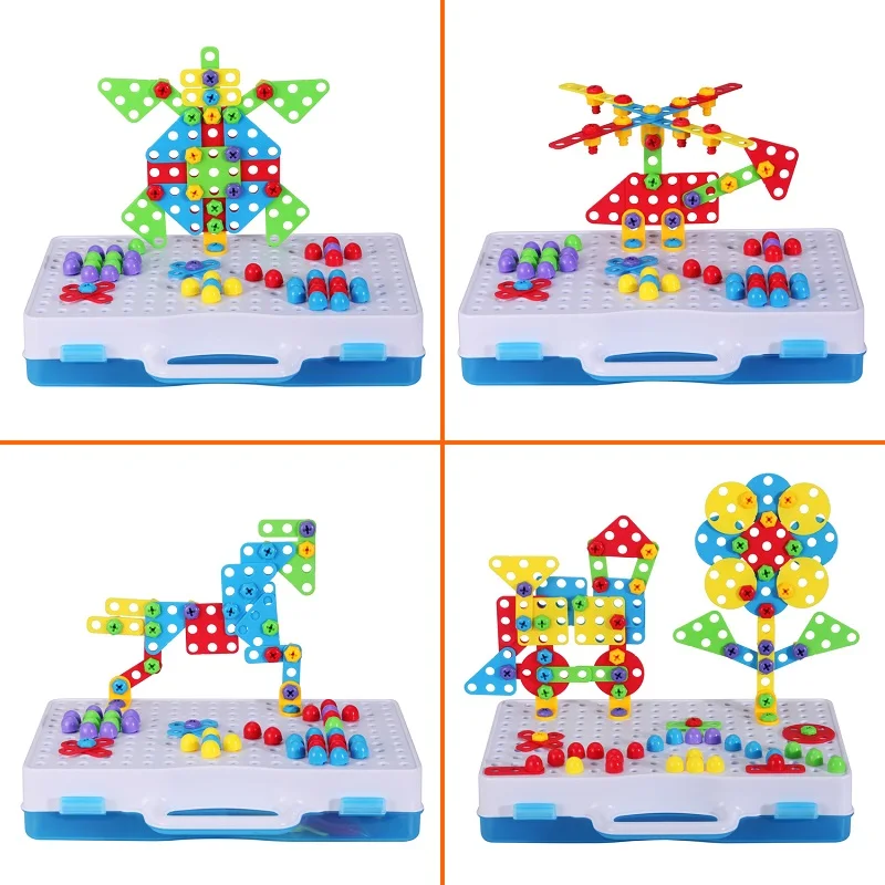 Buzz Drill Puzzle Toys Pretend Play Tools DIY Design Mosaic Building Screws Puzzle Creative STEM Educational Game Children Gift