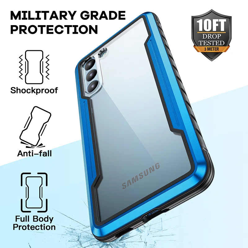 Case for Samsung Galaxy S21 Ultra S21 Plus Armor Metal Anti-Drop Transparent PC Back Shockproof Full Protective Cover Fundas