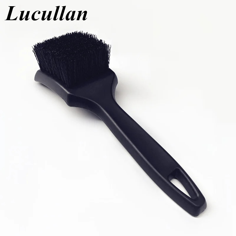 Lucullan Pure Balck Stiff Hair Cleaning Tools Car Detailing Brush For Car Frame Upholstery Tires Remove Dirt