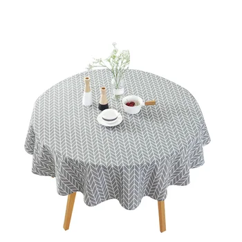 

150CM Cotton Round Tablecloth Round Gray Table Cover Mat Decoration