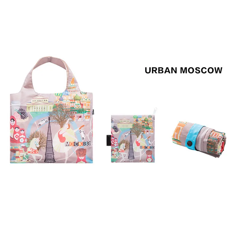 Новая креативная Экологичная легкая хозяйственная сумка с мультяшным принтом многоразовая Складная портативная нейлоновая женская сумка на плечо LBY