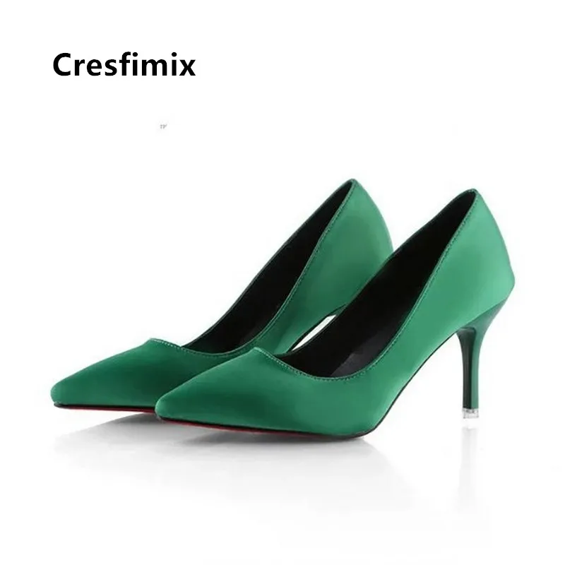 Cresfimix/женские пикантные вечерние туфли на высоком каблуке зеленого цвета для