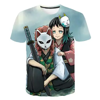 

Summer Youth New Leisure 3d Kimetsu No Yaiba Short Sleeve T -Shirt Children Ghost Knife Boys Lovely Girls T -Shirt