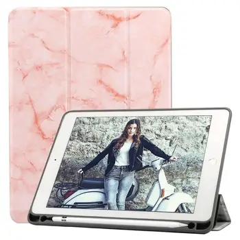 

For Funda iPad 9.7 2018 2017 Case With Pencil Holder Marble Pattern Flip Folio Smart Sleep Wake up Case for iPad 9.7 5th/6th Gen
