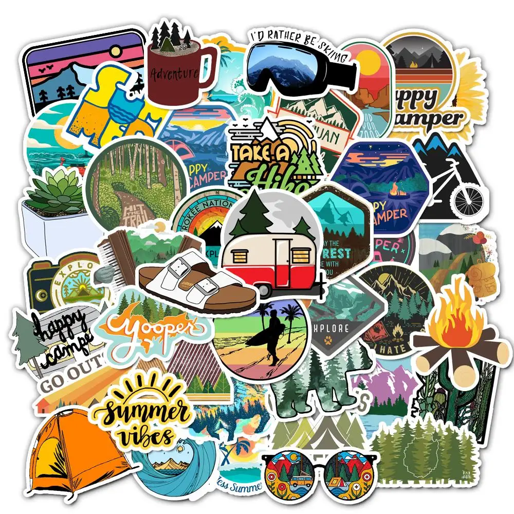 

50 PCS Cartoon Outdoor Travel Stickers For Kids Toy Waterproof Sticker to DIY Laptop Bicycle Helmet Car Decals