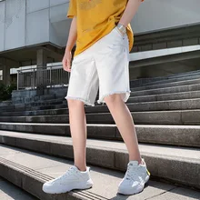 Модные однотонные мужские Джинсовые Шорты повседневные свободные шорты из денима с карманами длиной до колен джинсы Masculino Большие размеры