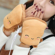 Грелка с подогревом USB, перчатки с подогревом для дома, мягкие плюшевые, 5 В, подарок для компьютера, электрические зимние перчатки, 2 стиля, милые перчатки для офиса