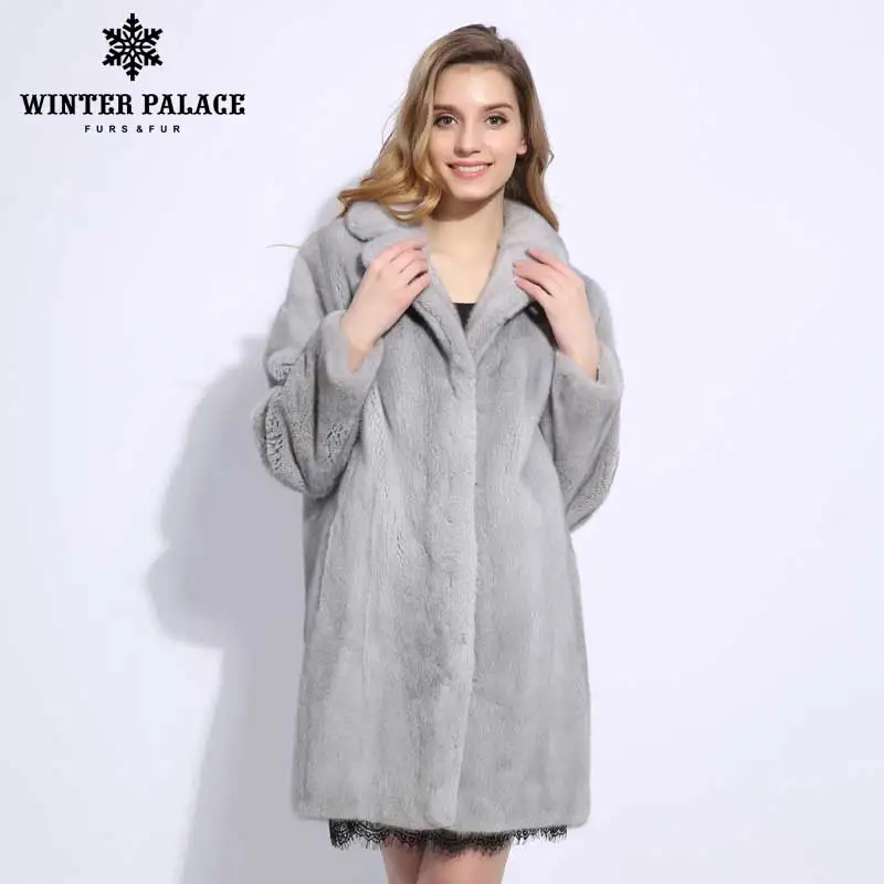 Gray Birdie mink fur coat Imported velvet loose real fur mink fur coat Italian fashion design mink